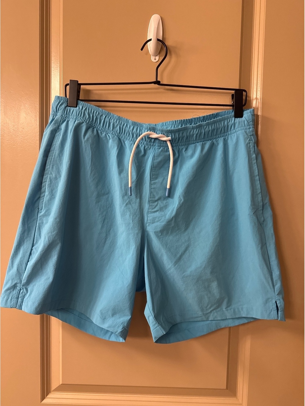 GAP Men's Medium Light Blue Swim Trunks with Drawstring Waist